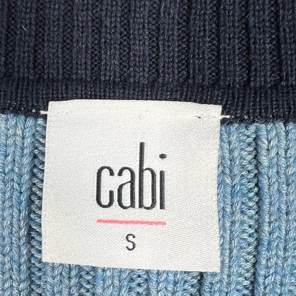 CABI #3703 Turn Back Color Block Open Collared Sweater Cardigan Size Small - Picture 3 of 6